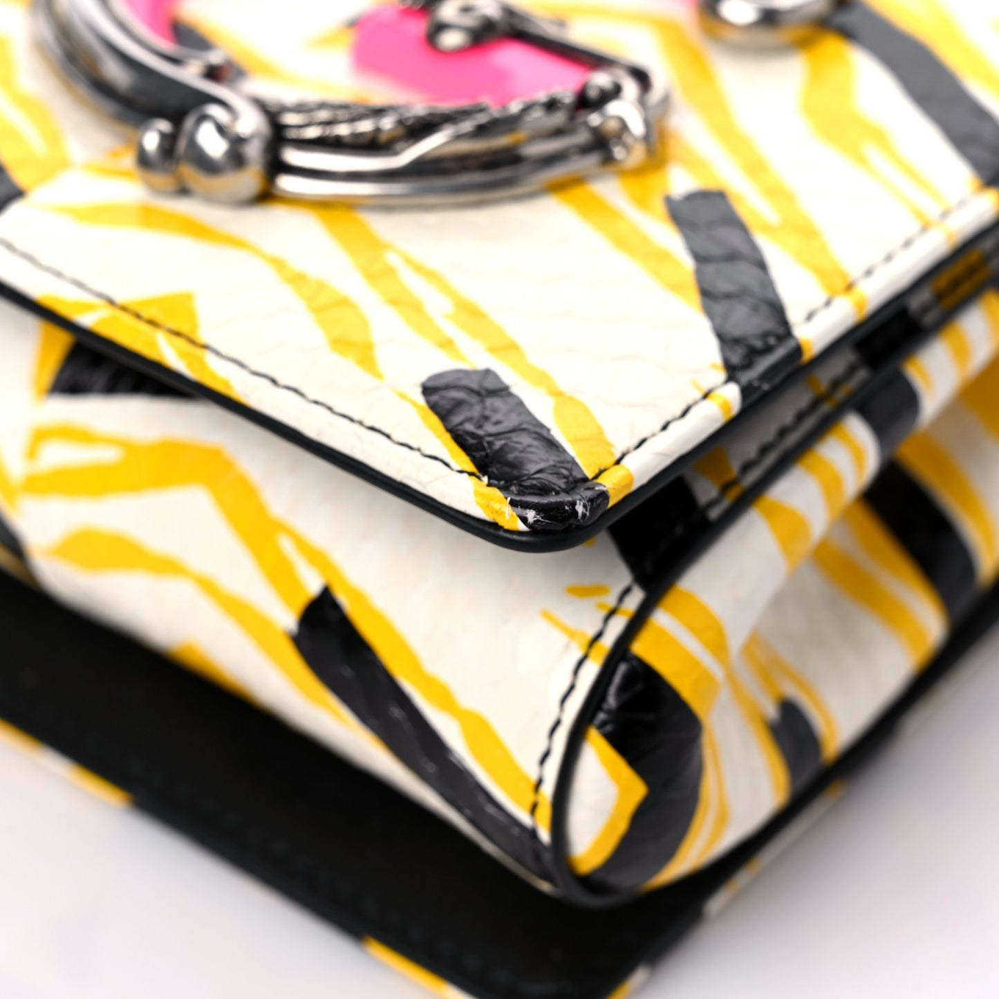 Printed Elaphe DG Girls Shoulder Bag White Multicolor