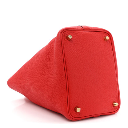 Hermes Taurillon Clemence Picotin Lock 18 PM Rouge Tomate 4 of 10