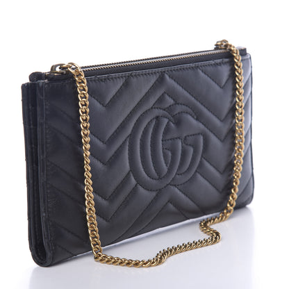 Gucci Calfskin Matelasse GG Marmont Wallet Chain Bag Black 3 of 15