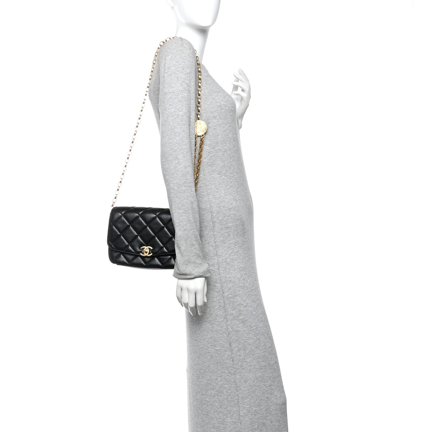 Lambskin Quilted Small CC Coin Flap Bag Black