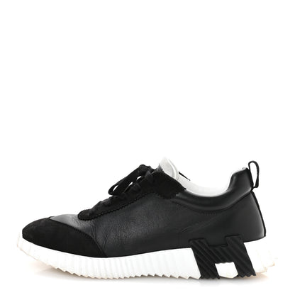 Hermes Goatskin Suede Goatskin Mens Bouncing Sneakers 43 Black 1 of 9