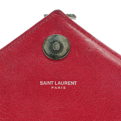 Saint Laurent Sheepskin Matelasse Chevron Large Monogram Satchel Red 6 of 12