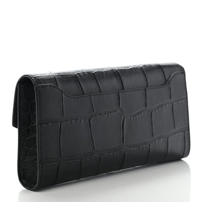Givenchy Calfskin Crocodile Embossed Antigona Evening Clutch Black 3 of 9