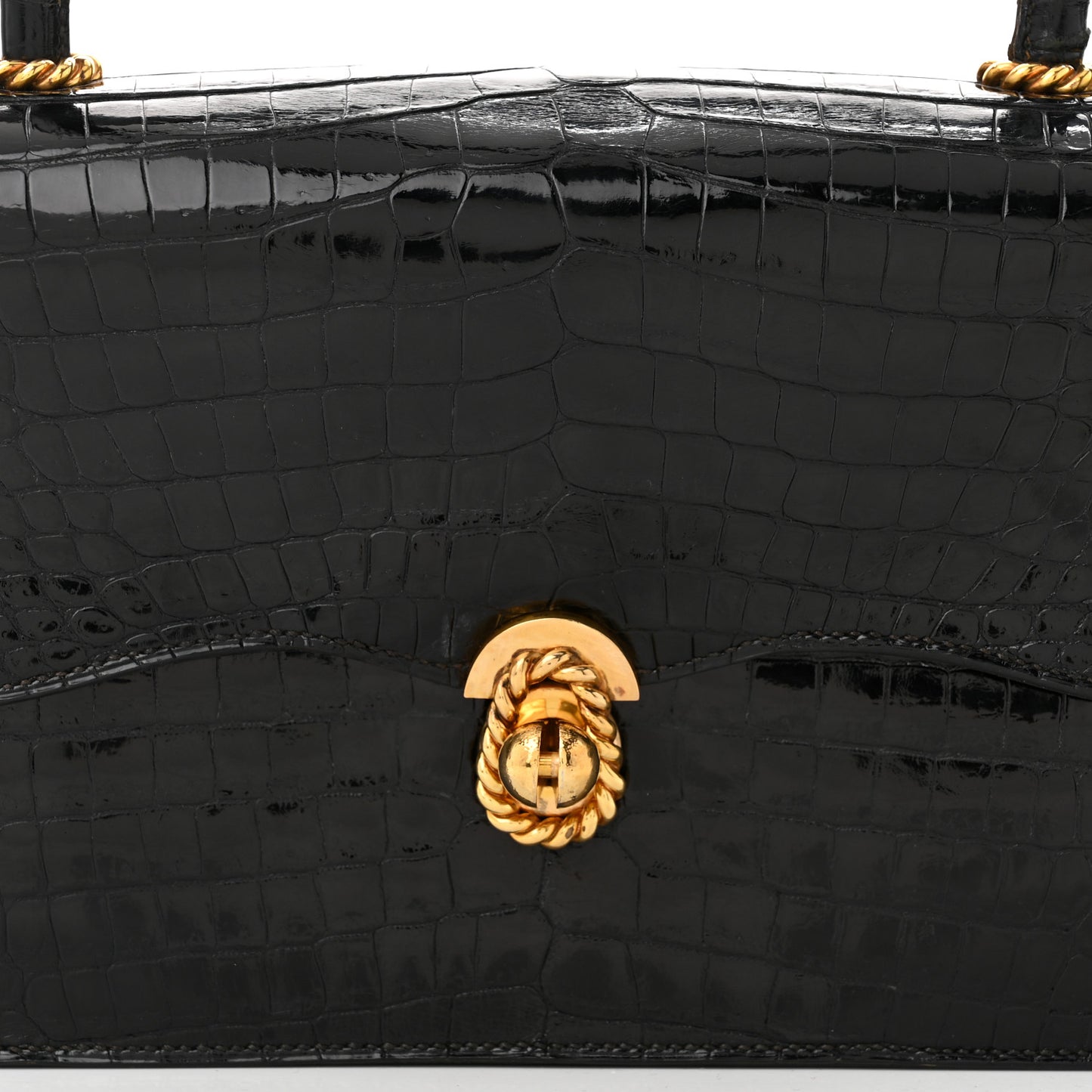Shiny Crocodile Sac Cordeliere Black