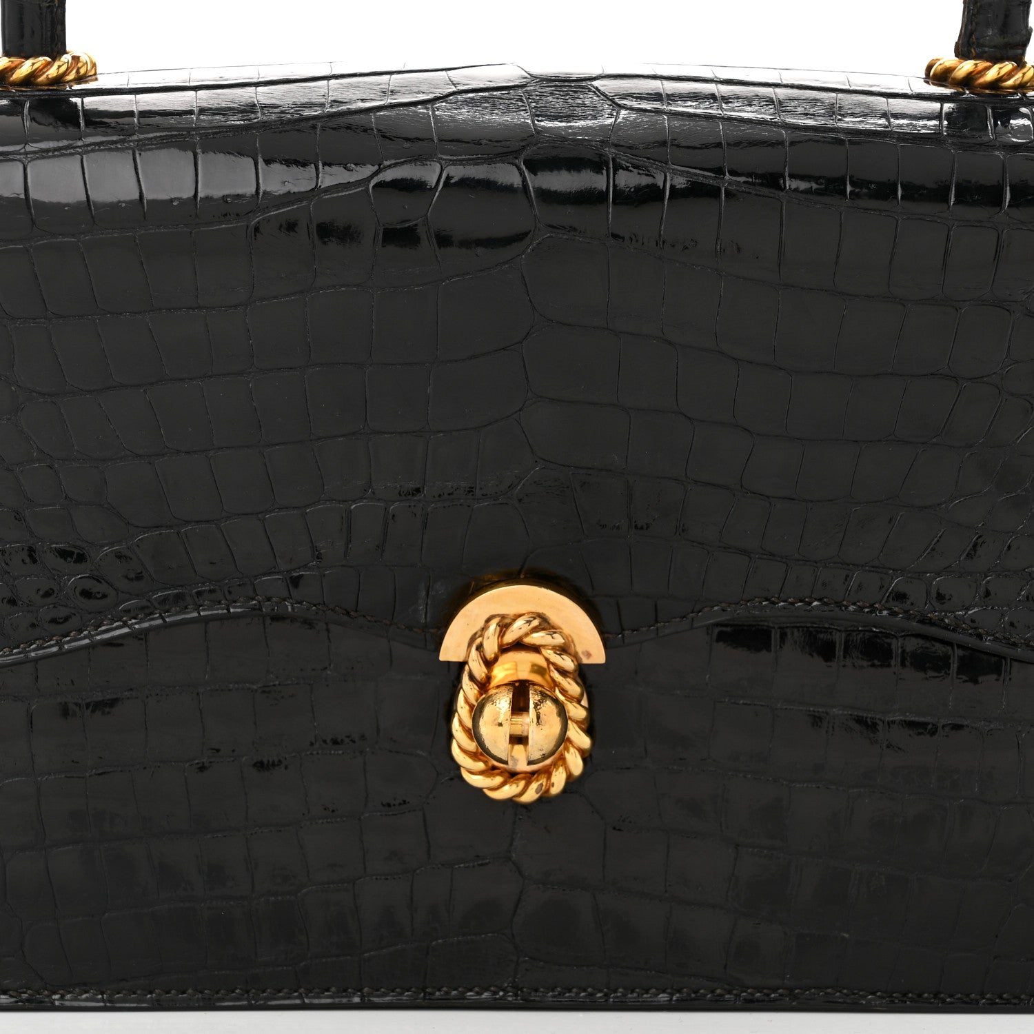 Hermes Shiny Crocodile Sac Cordeliere Black 7 of 10