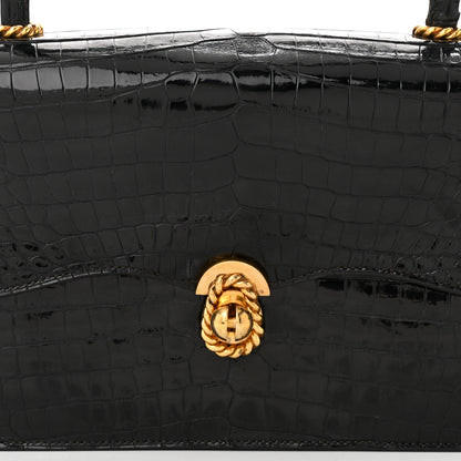 Hermes Shiny Crocodile Sac Cordeliere Black 7 of 10