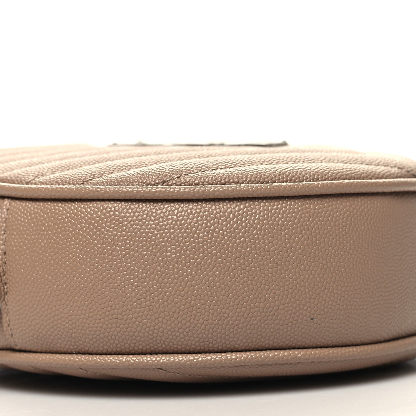 Grain De Poudre Matelasse Chevron Quilted Round Vinyle Camera Bag Dark Beige