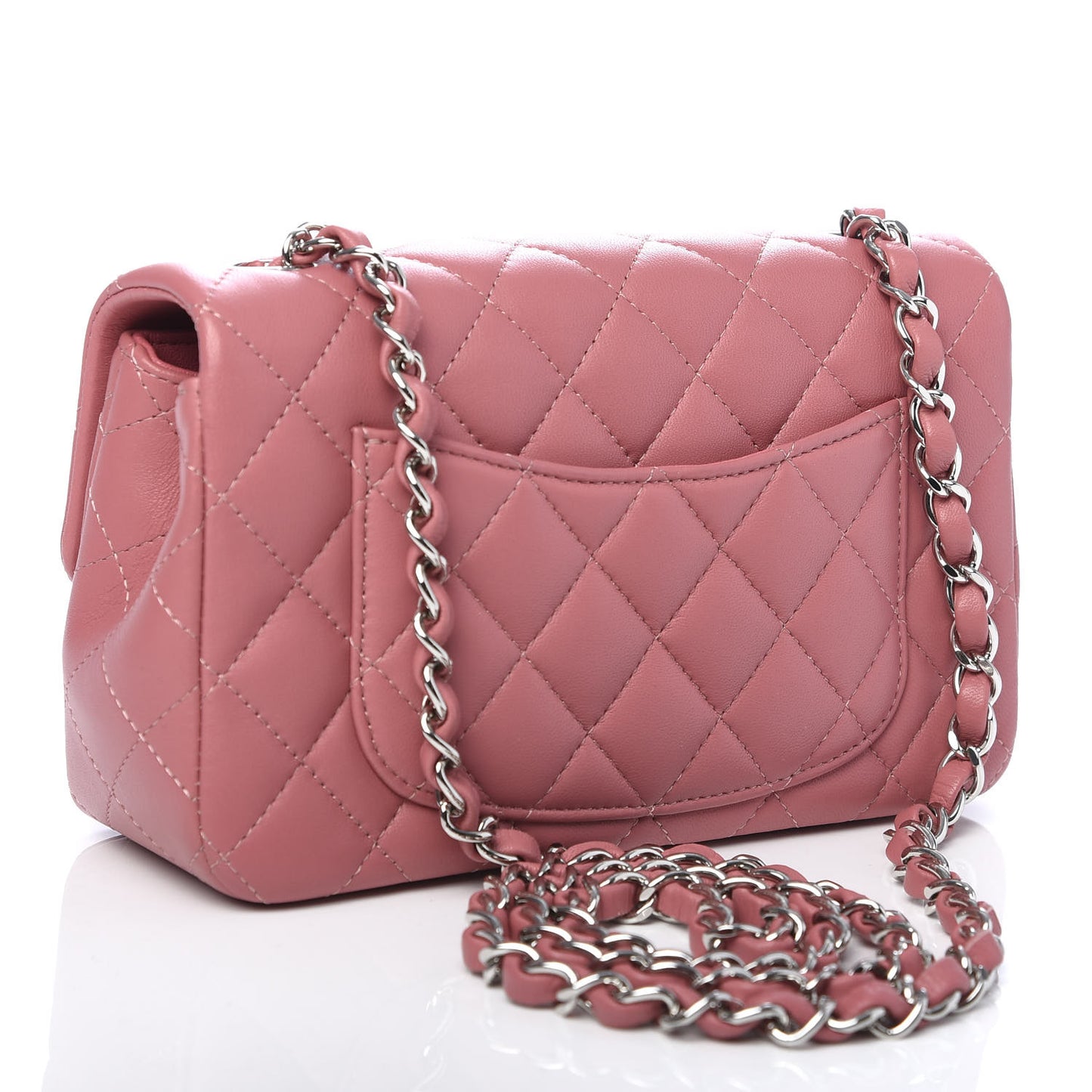 Lambskin Quilted Mini Rectangular Flap Pink