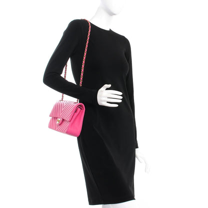 Chanel Lambskin Chevron Quilted Medium Double Flap Pink 2 of 9