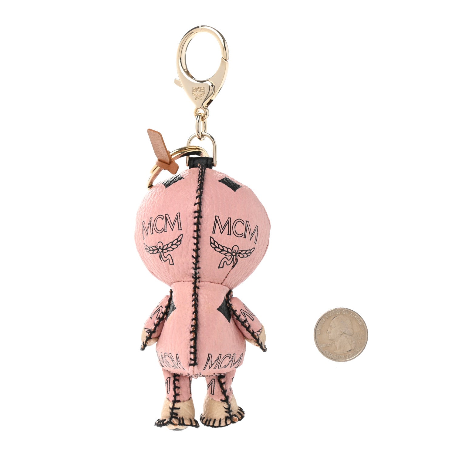 MCM X BAPE Visetos Baby Milo Key Ring Bag Charm Pink 2 of 6