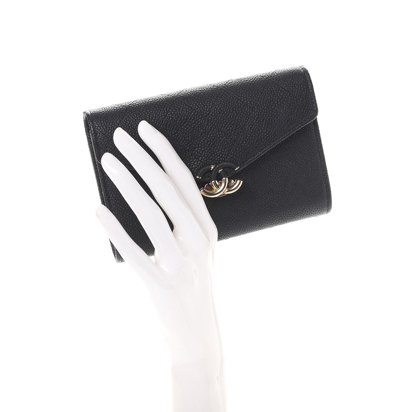 Caviar Quilted Medium CC Flap Wallet Black