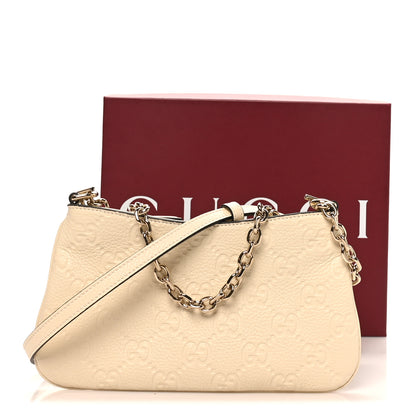 Gucci GG Grainy Calfskin Emblem Super Mini Shoulder Bag Ivory 11 of 11