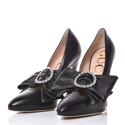 Gucci Nappa Removable Bow Elaisa Platform High Heel Pumps 36.5 Black 5 of 12