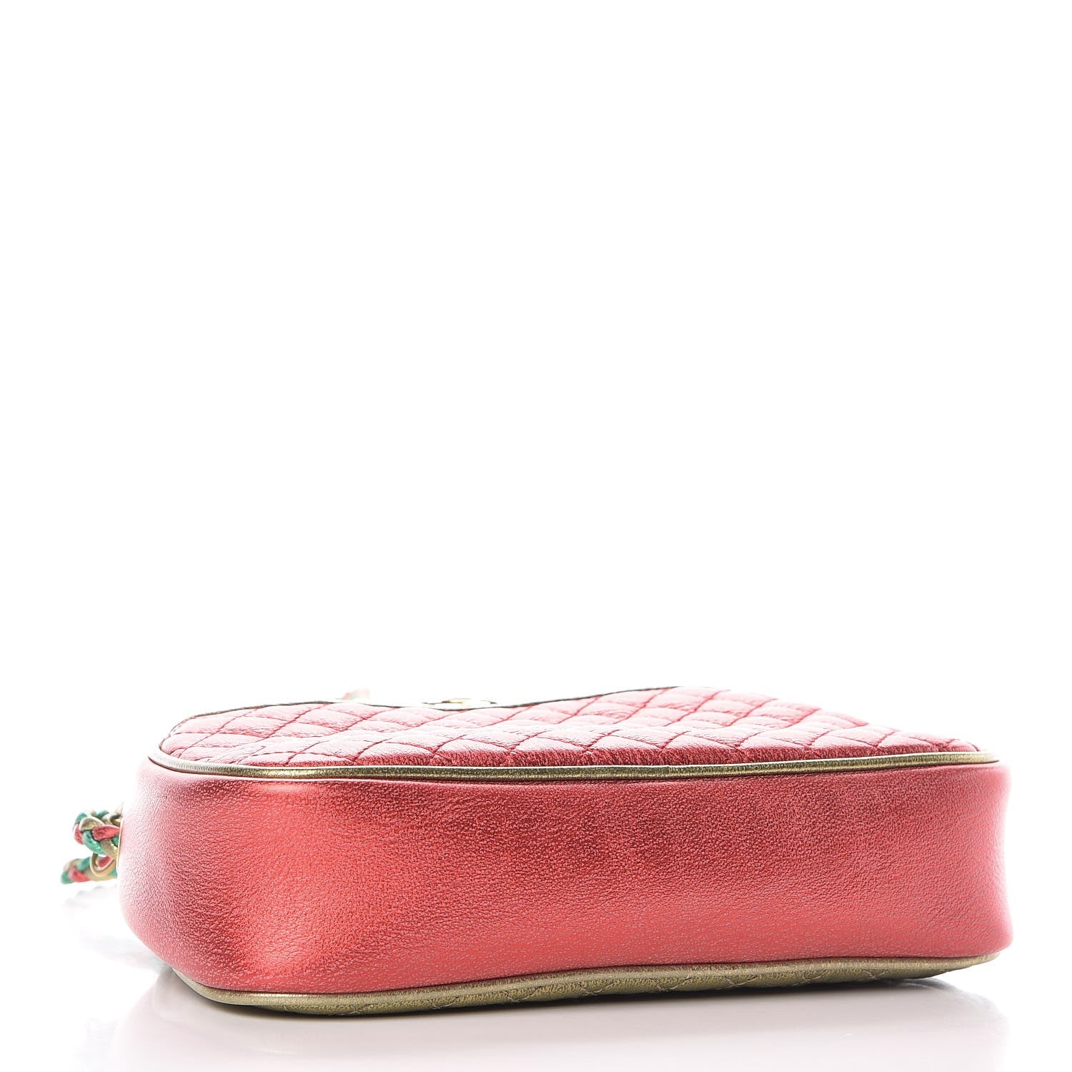 Gucci Laminated Nappa Trapuntata Mini Zumi Dome Shoulder Bag Rosso Jasmine Green Rame 4 of 8