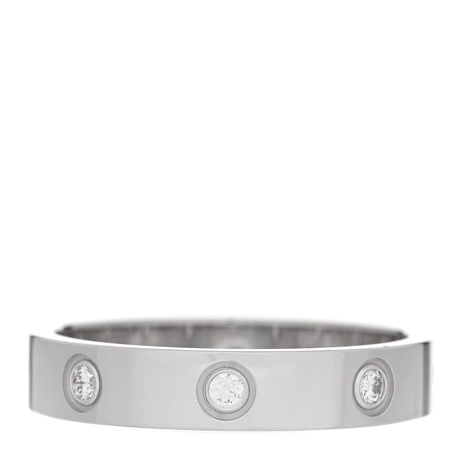 Cartier 18K White Gold 8 Diamond 4mm Wedding Band LOVE Ring 55 7.25 3 of 6