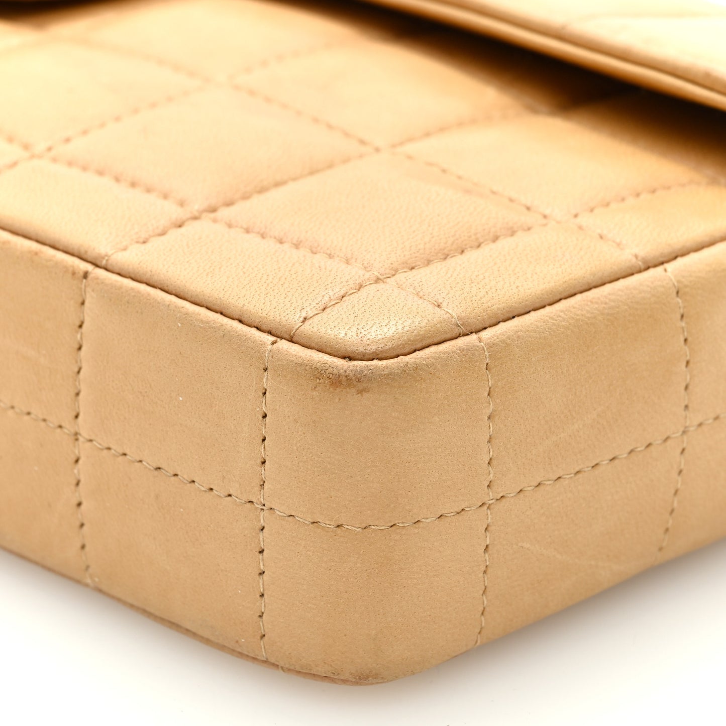Lambskin East West Chocolate Bar Flap Beige
