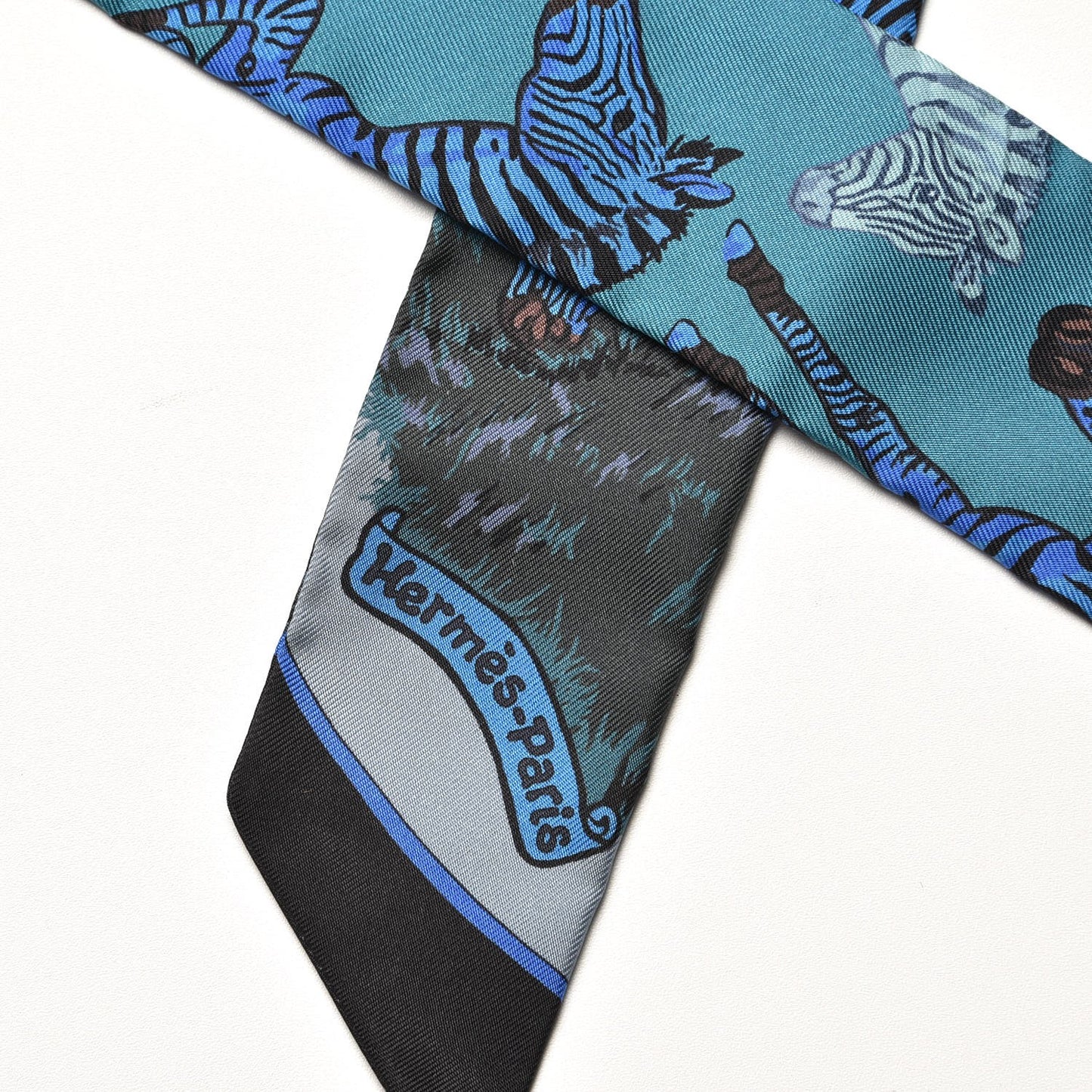 Silk Les Zebres Twilly Canard Noir Bleu Roy