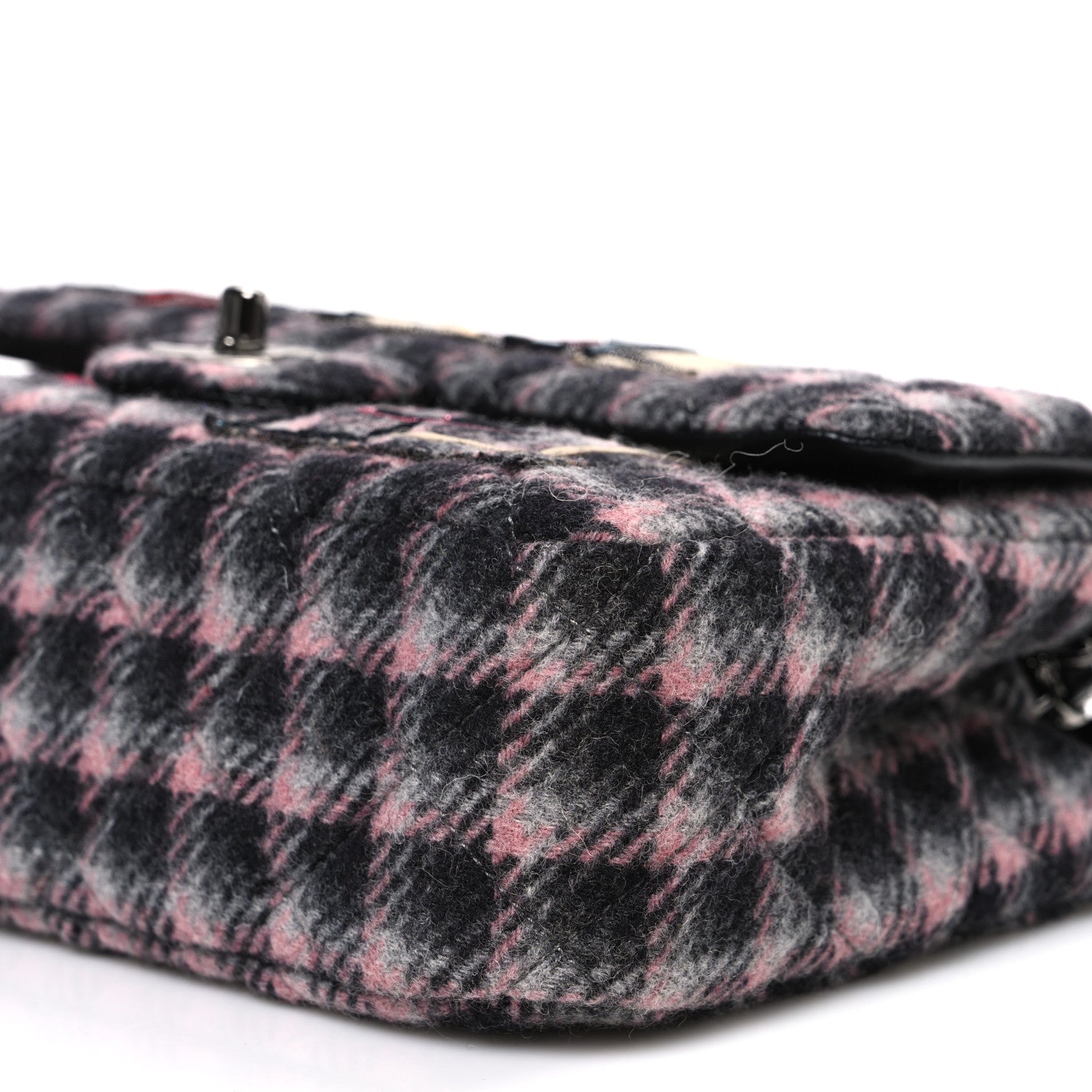 Chanel Wool Patchwork Medium Single Flap Pink Grey 10 of 10