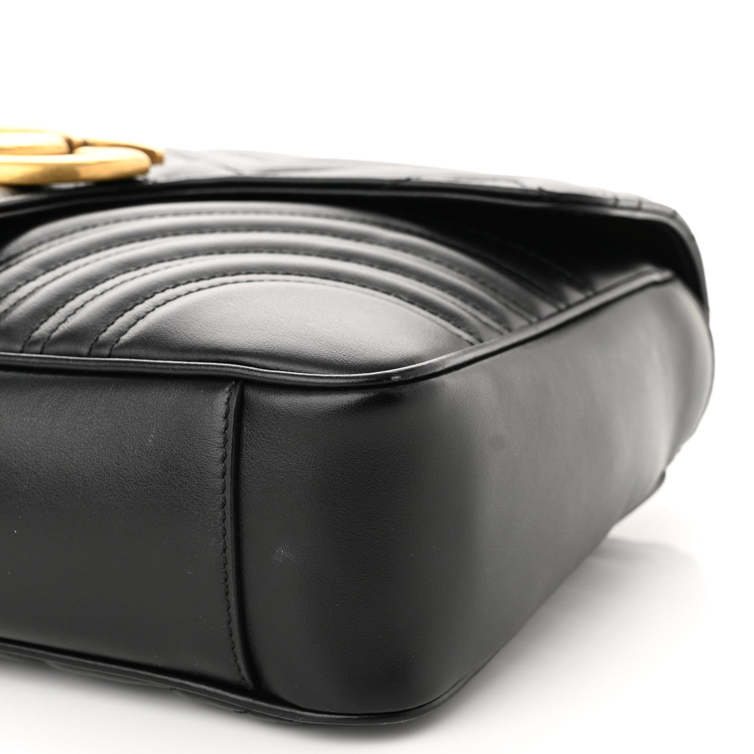 Gucci Calfskin Matelasse Medium GG Marmont Shoulder Bag Black 9 of 11
