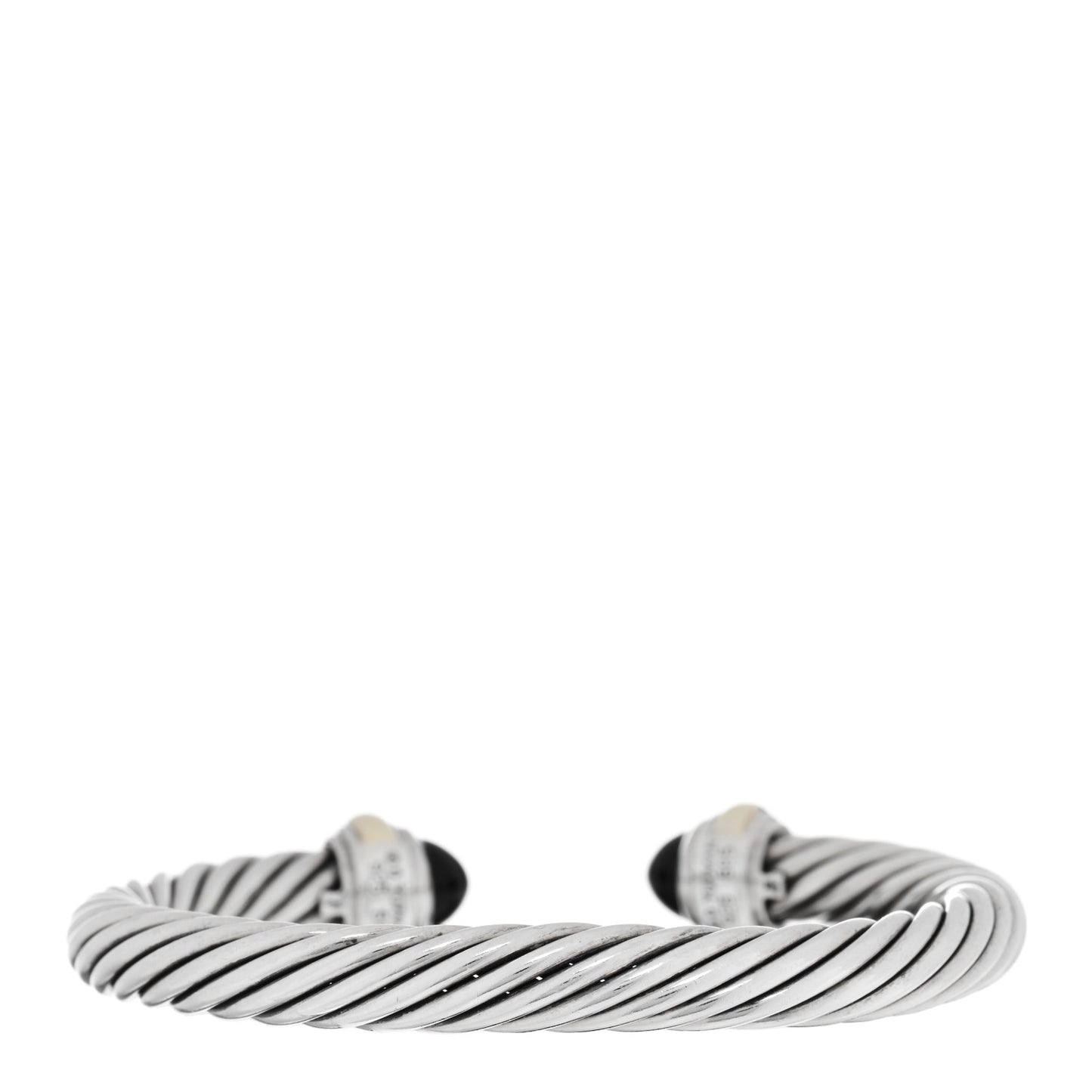 Sterling Silver 14K Yellow Gold Black Onyx 7mm Cable Classics Bracelet