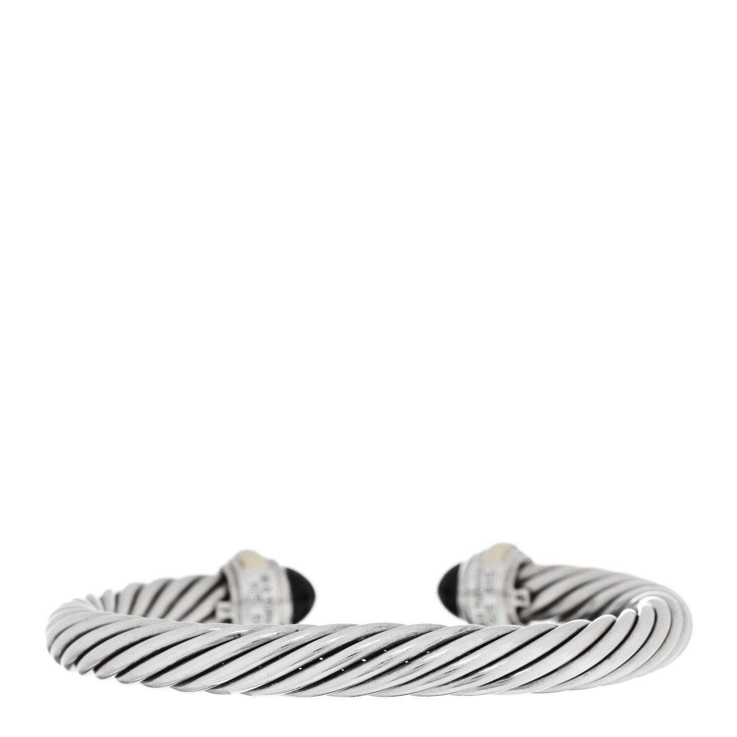 David Yurman Sterling Silver 14K Yellow Gold Black Onyx 7mm Cable Classics Bracelet 2 of 3