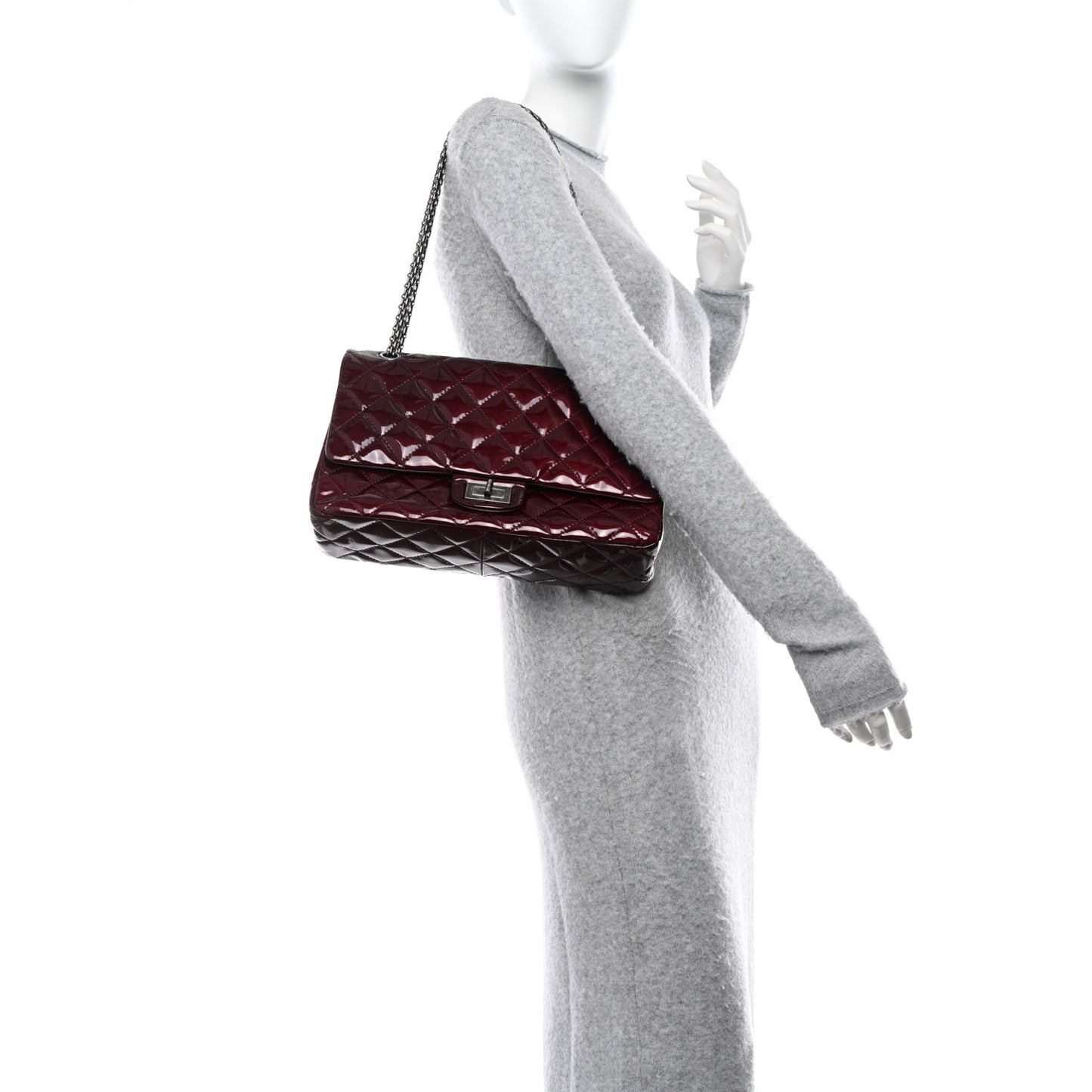 Patent Quilted 2.55 Reissue 227 Flap Light Burgundy