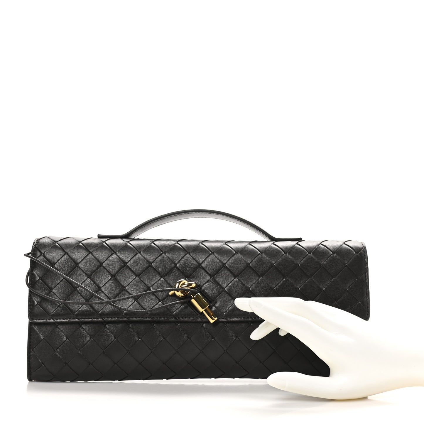 Nappa Intrecciato Long Andiamo Top Handle Clutch Fondant