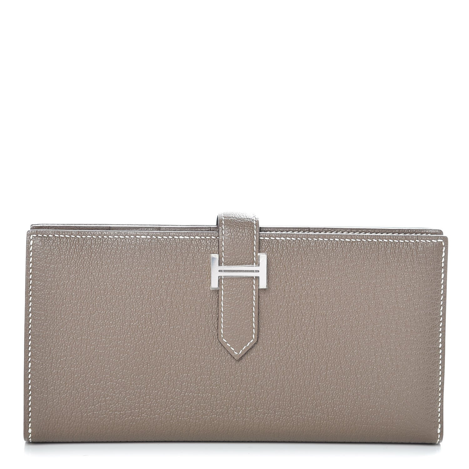 Hermes Chevre Mysore Bearn Gusset Wallet Etoupe 1 of 10