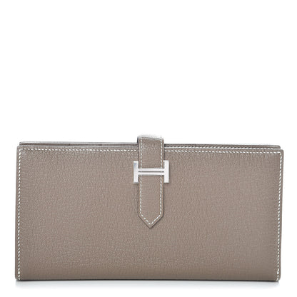 Hermes Chevre Mysore Bearn Gusset Wallet Etoupe 1 of 10