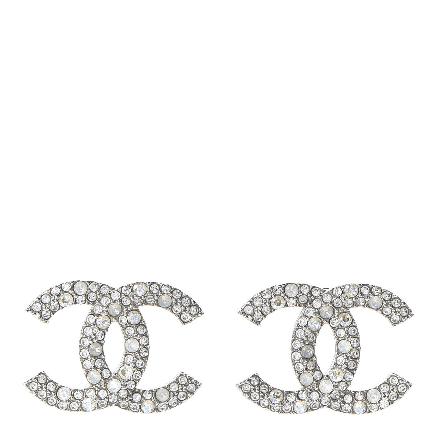 Crystal Large CC Earrings Silver