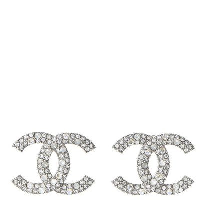 Chanel Crystal Large CC Earrings Silver 1 of 6