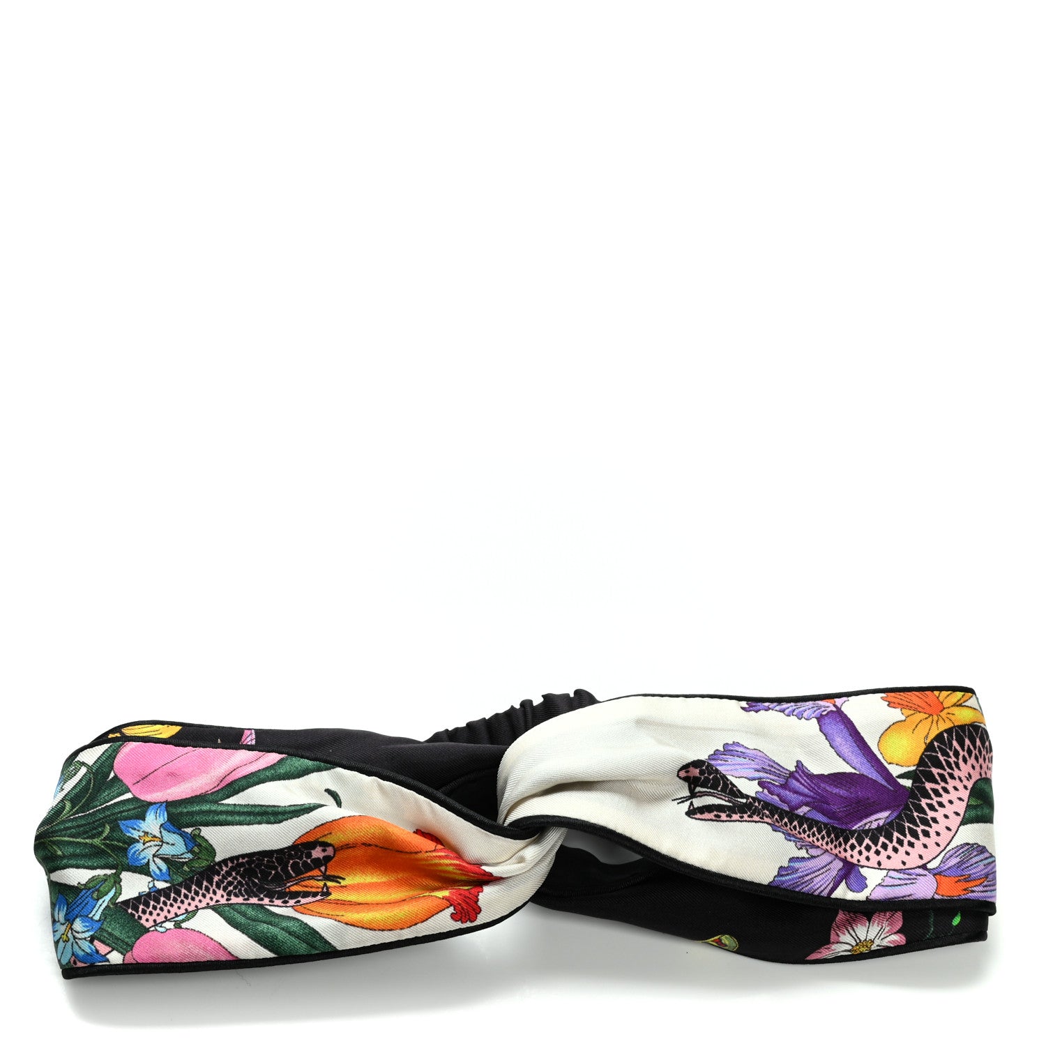 Gucci Silk Floral Snake Print Headband White 1 of 6