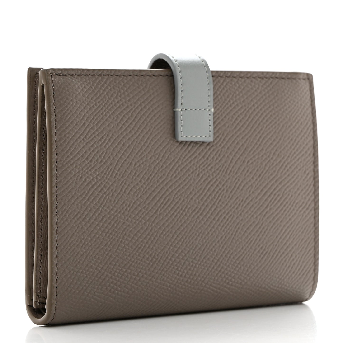 Grained Calfskin Small Multifunction Strap Wallet Pebble Mineral