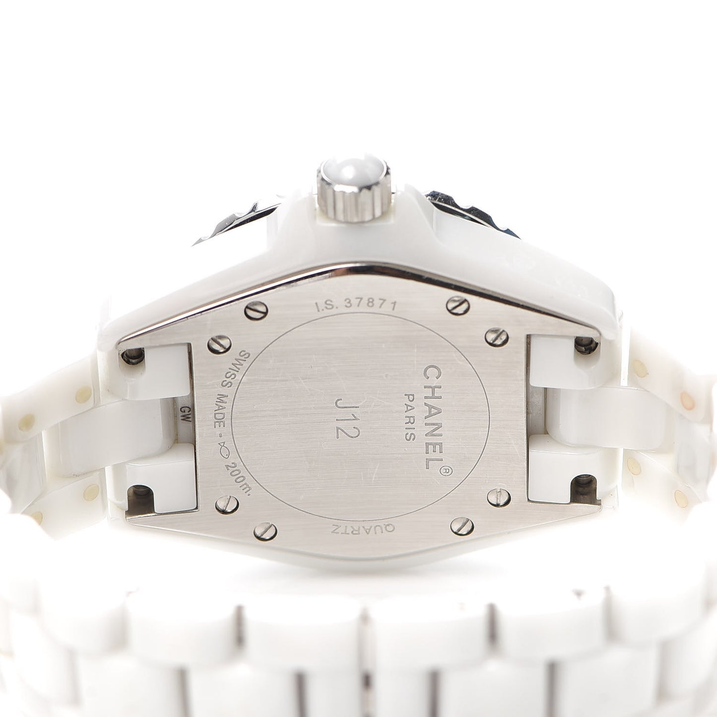 Stainless Steel Ceramic Diamond 33mm J12 Quartz Watch White