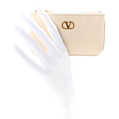 Valentino Garavani Grainy Calfskin Vlogo Key Ring Light Ivory 2 of 7
