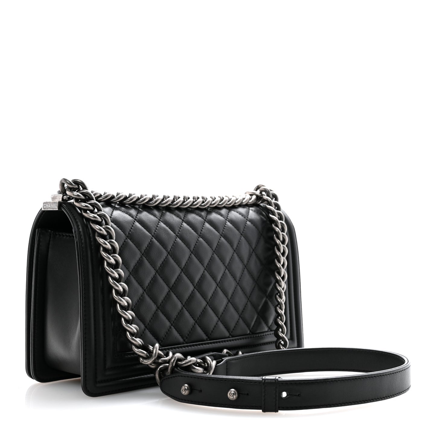 Calfskin Quilted Medium Boy Flap Black