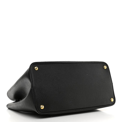 Prada Saffiano Cuir Small Double Bag Black Fuoco 4 of 10