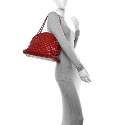 Chanel Glazed Calfskin Quilted Large Just Mademoiselle Bowling Bag Red 2 of 14