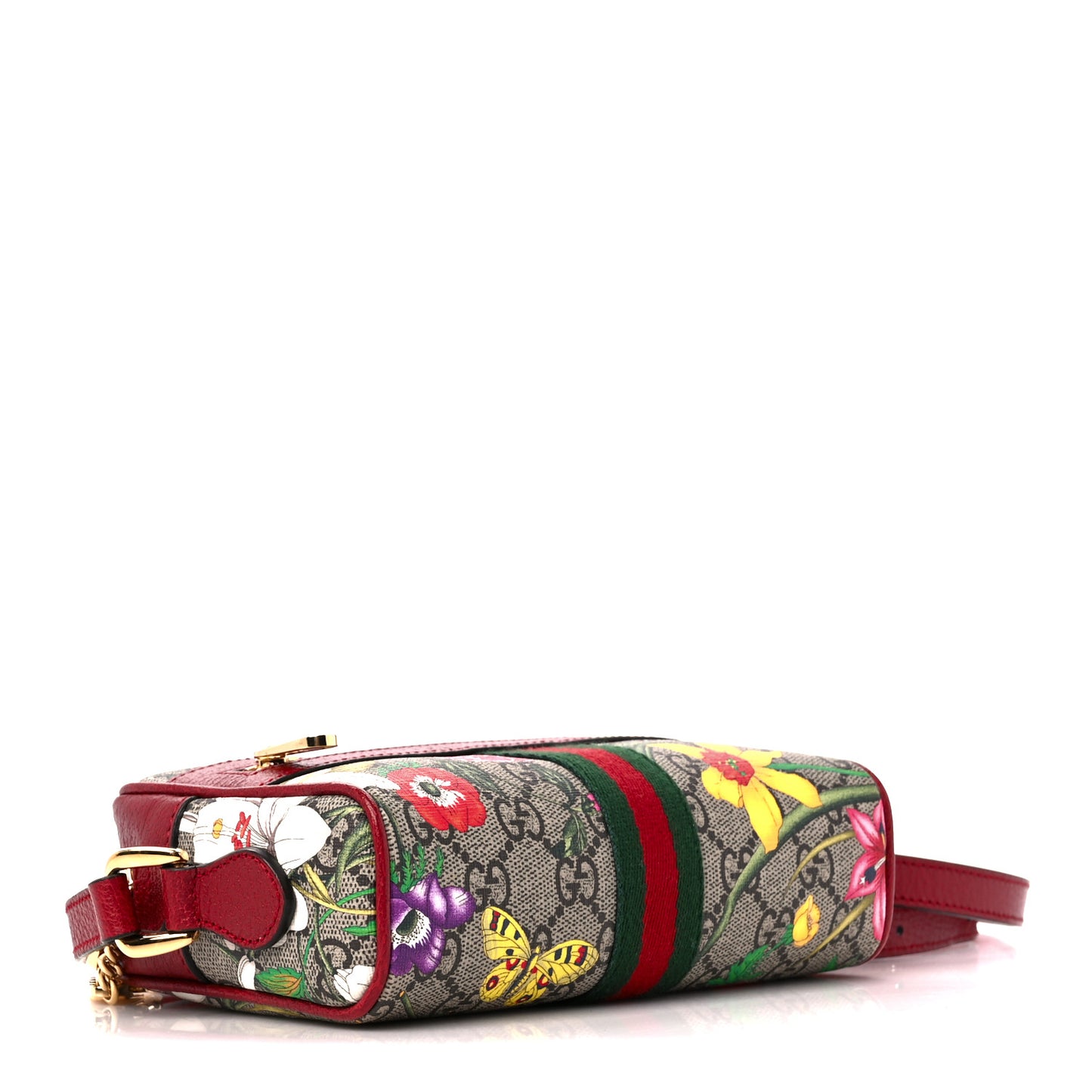 GG Supreme Monogram Flora Web Mini Ophidia Shoulder Bag Red