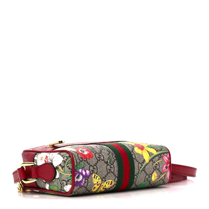 Gucci GG Supreme Monogram Flora Web Mini Ophidia Shoulder Bag Red 4 of 11