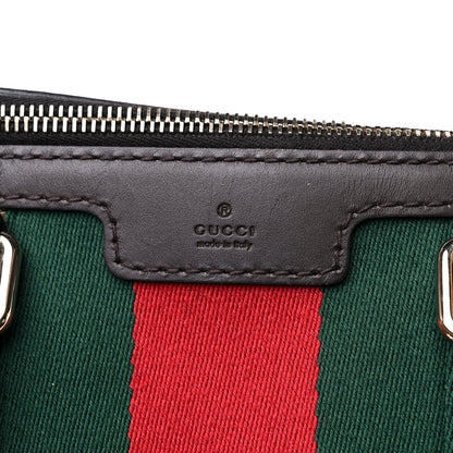 Gucci Monogram Selleria Calfskin Vintage Web Medium Boston Beige Ebony Cocoa 16 of 17