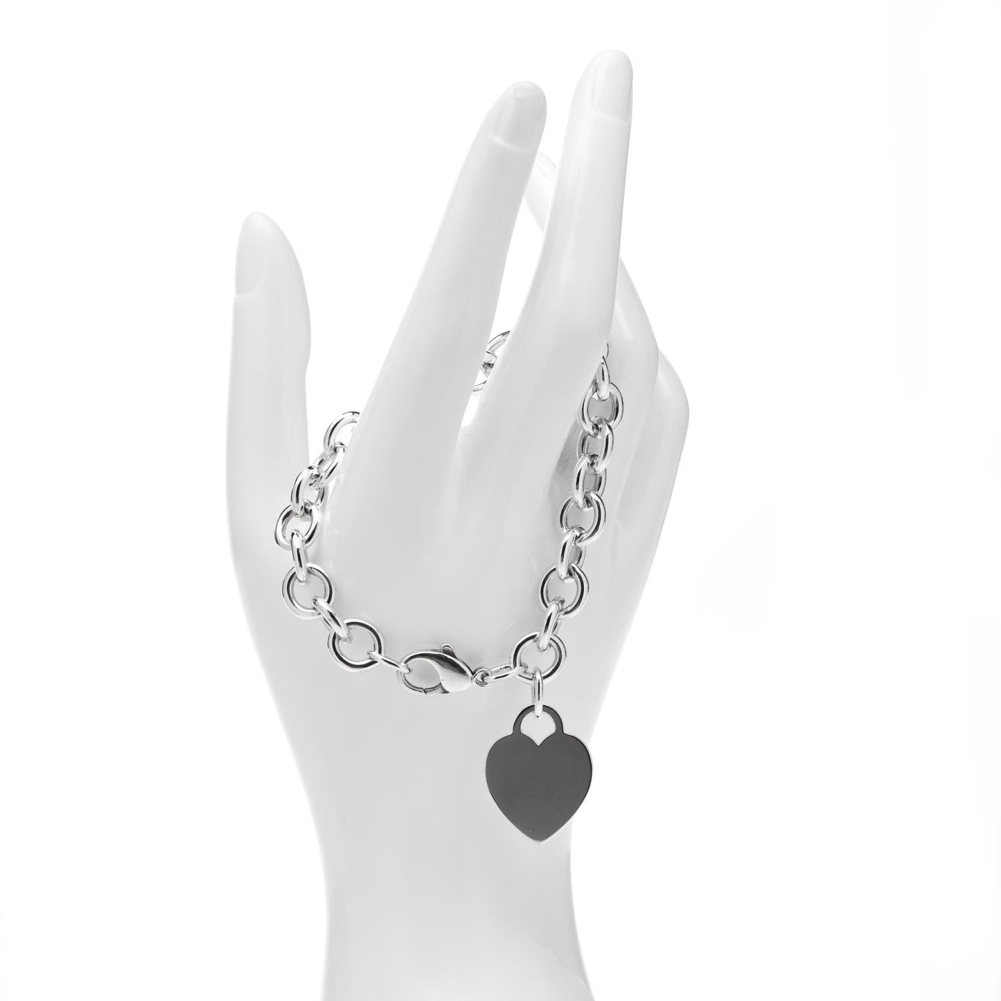 Sterling Silver Heart Tag Charm Bracelet