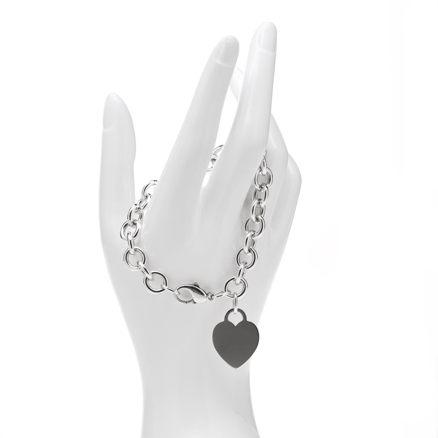 Tiffany Sterling Silver Heart Tag Charm Bracelet 2 of 4