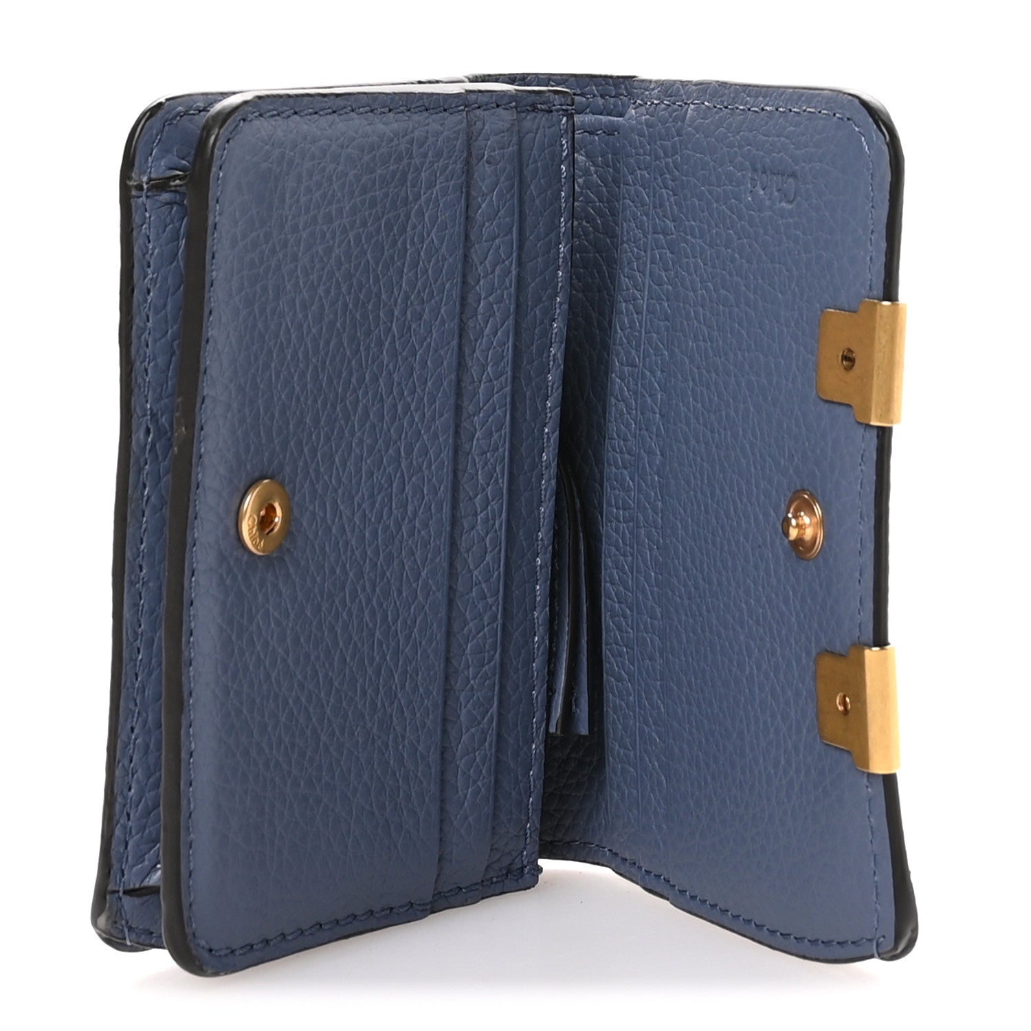Chloe Grained Calfskin Marcie Compact Wallet Royal Navy 5 of 7
