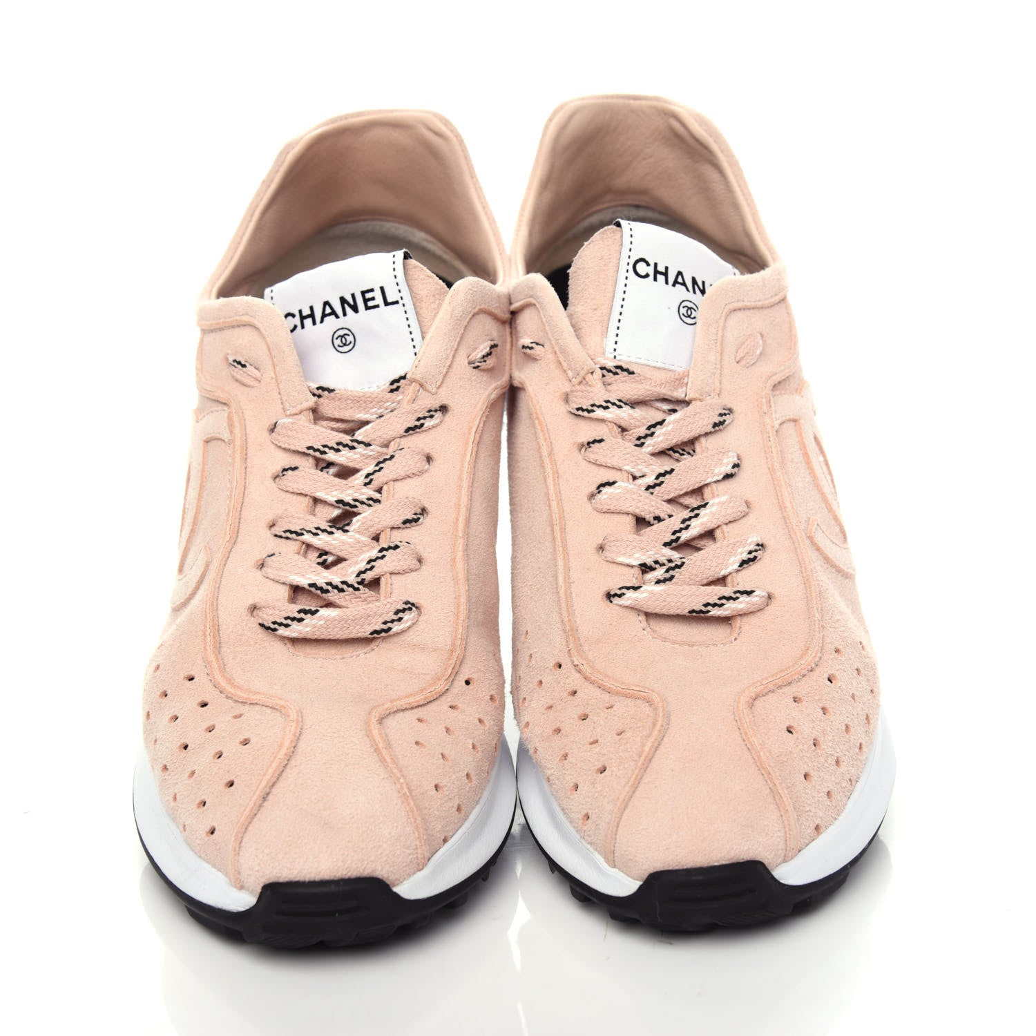 Chanel Suede Goatskin CC Sneakers 40.5 Light Pink 5 of 11
