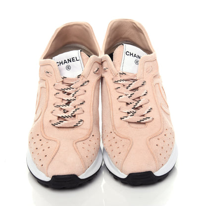 Chanel Suede Goatskin CC Sneakers 40.5 Light Pink 5 of 11