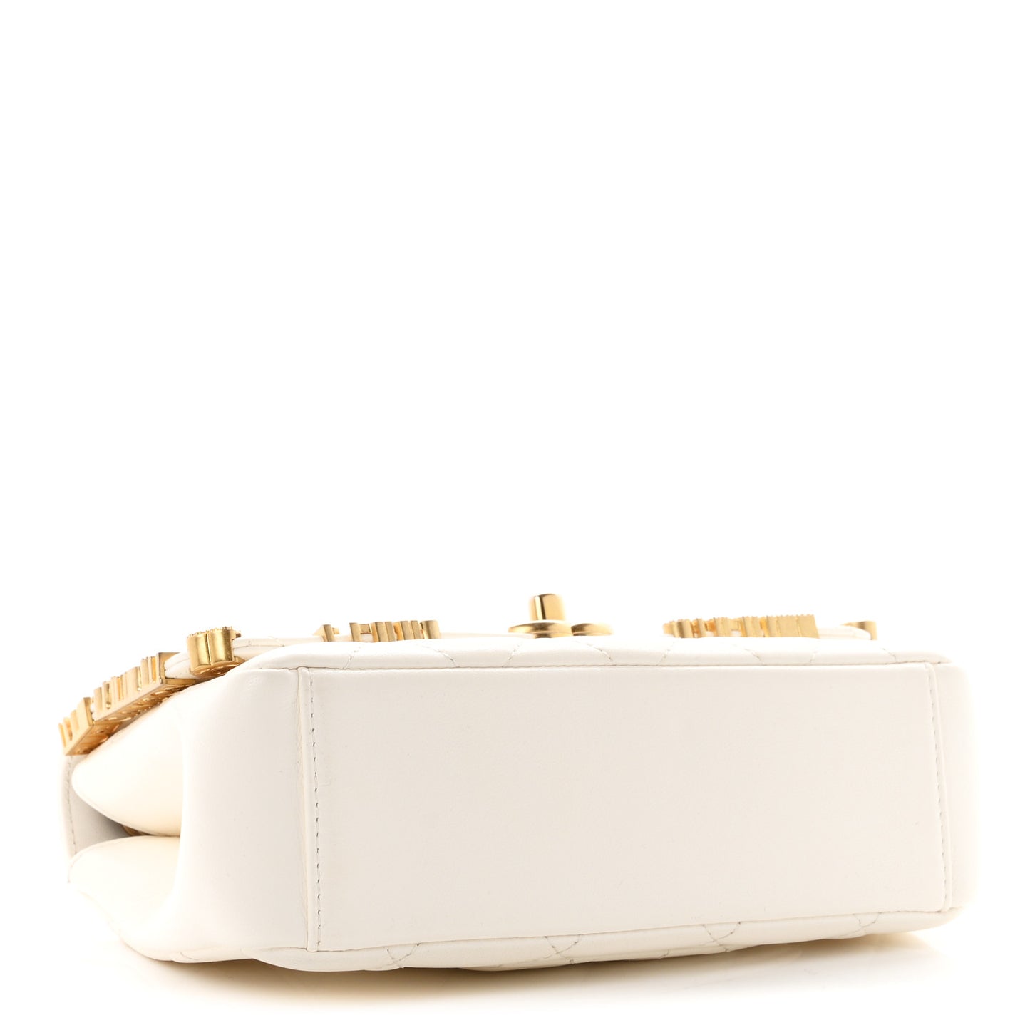 Lambskin Enamel Strass Quilted Mini Paris Monaco Flap White