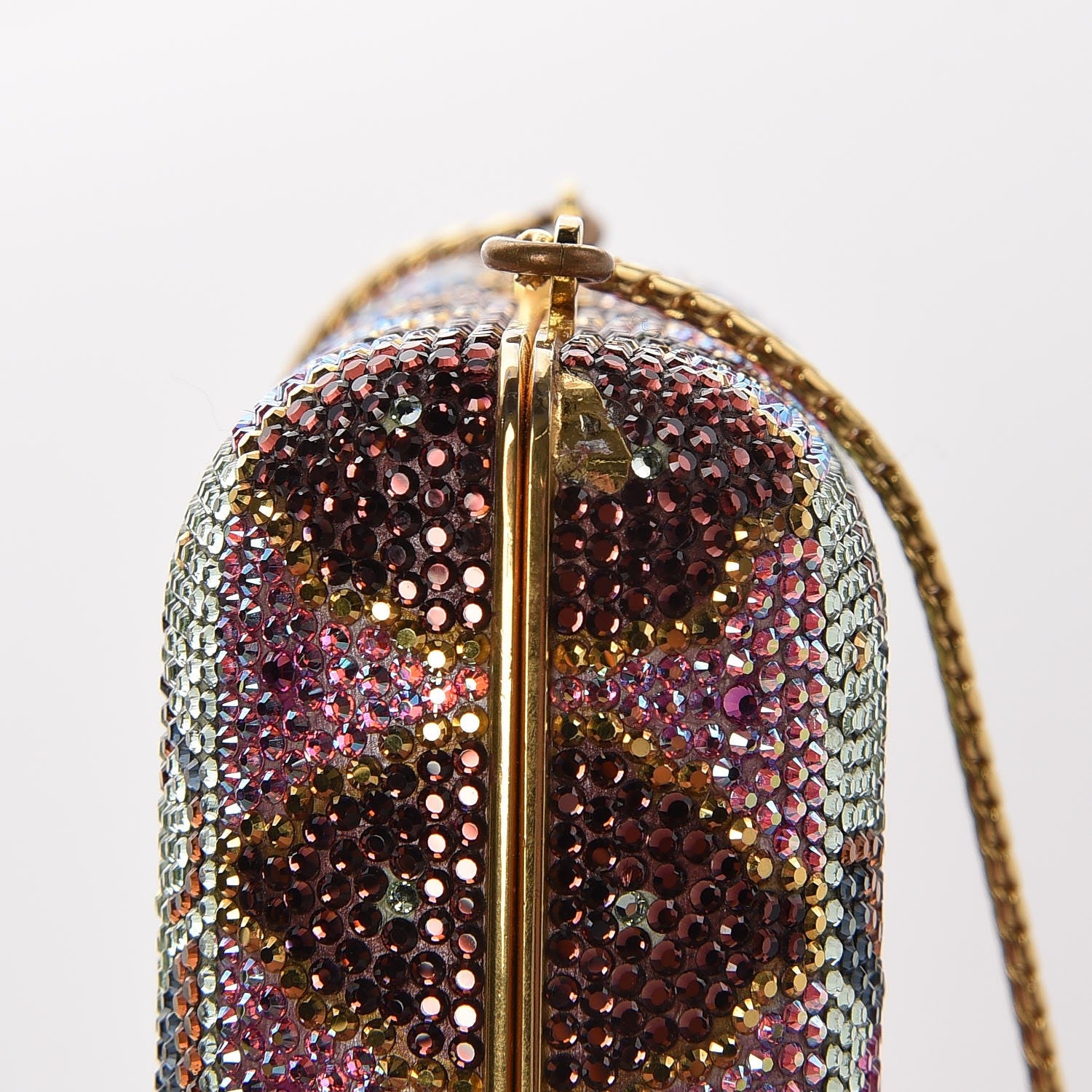 Judith Leiber Swarovski Crystal Flower Minaudiere Clutch Gold 8 of 10
