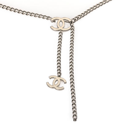 Chanel Enamel CC Chain Logo Belt Silver White 3 of 4
