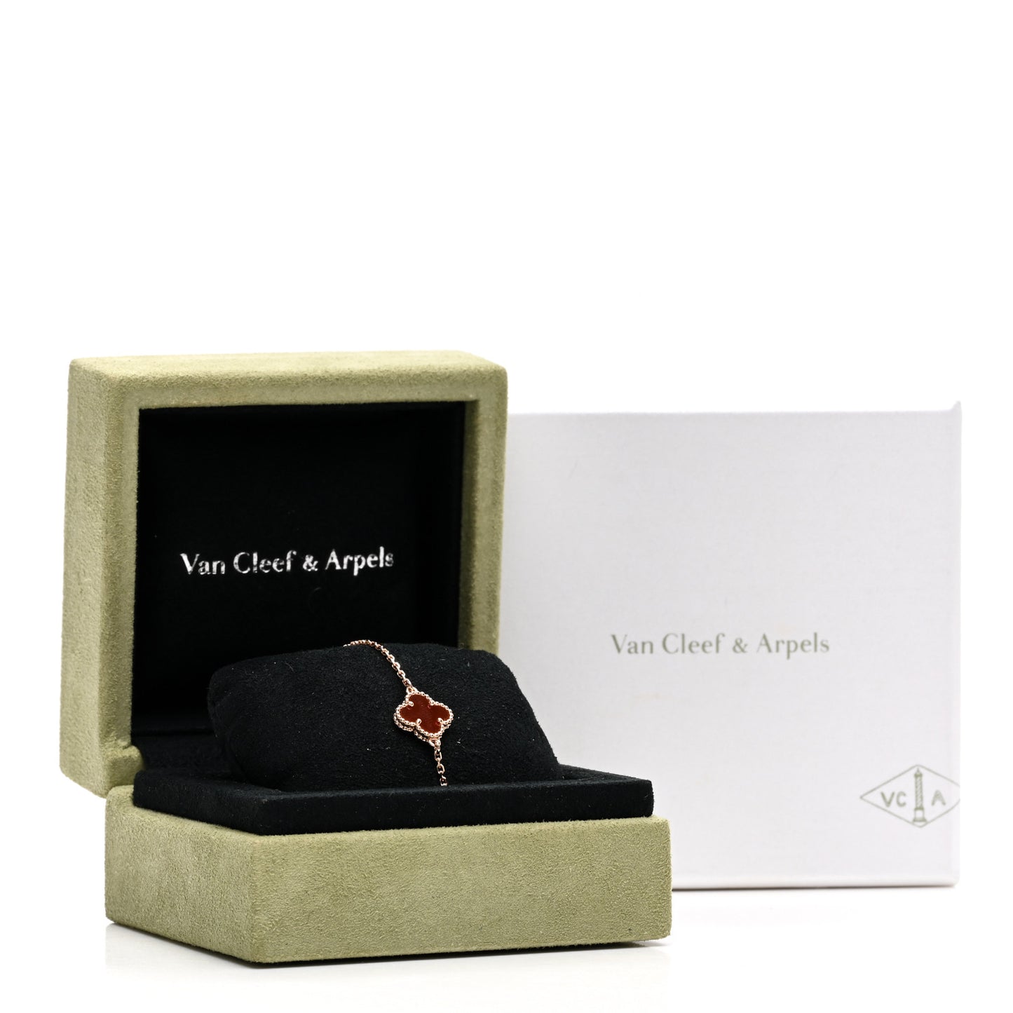 18K Rose Gold Carnelian Sweet Alhambra Bracelet